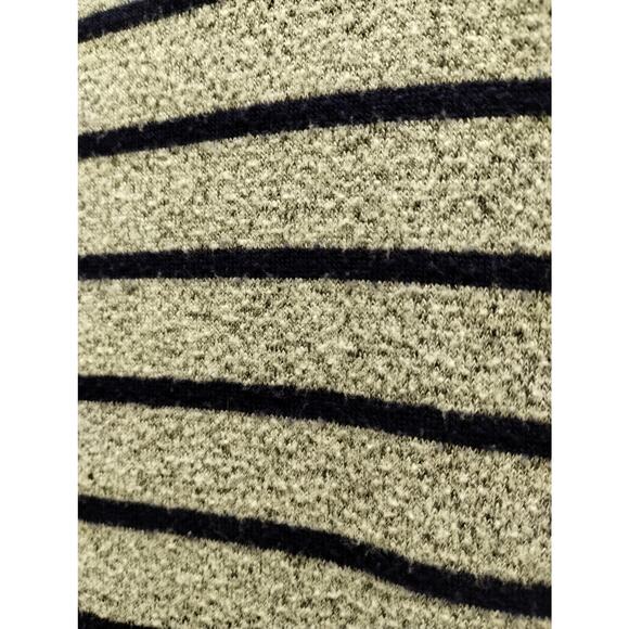 Misia Women's Size Large Navy Blue & Gray Striped 3/4 Sleeves Fuzzy Top - Picture 2 of 5